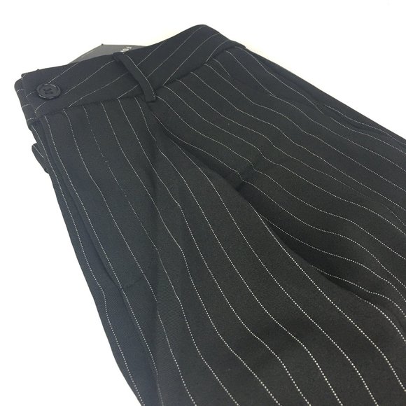 NWT Ladies Black Pants White Pinstripe - Picture 1 of 7
